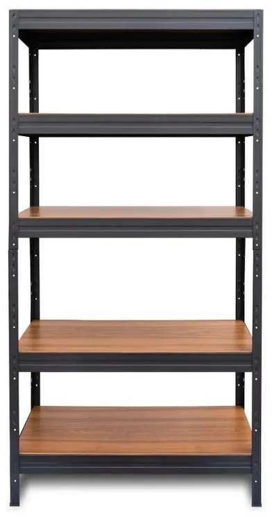 DRABEST Kovový regál DRABEST REX120 180x90x40 cm 5 políc čierna/orech
