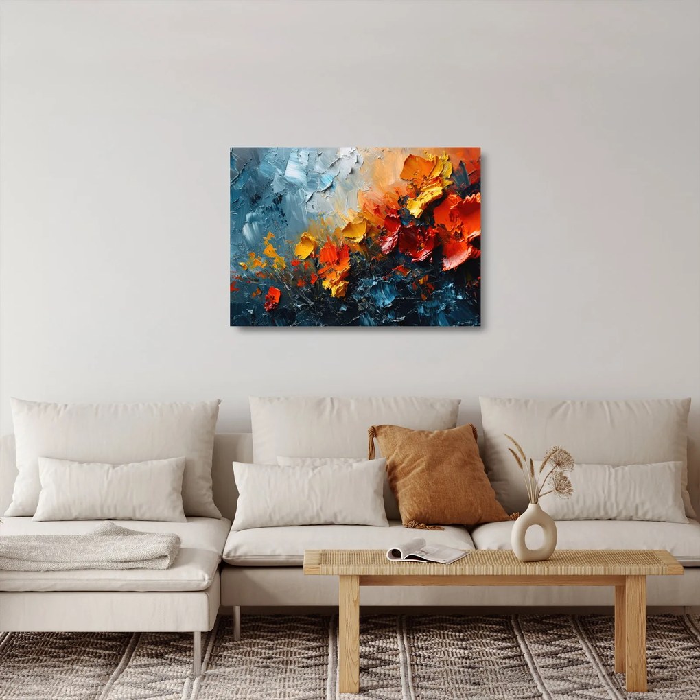 Sklenený obraz - Abstraktná maľba kvetov III. (70x50 cm)