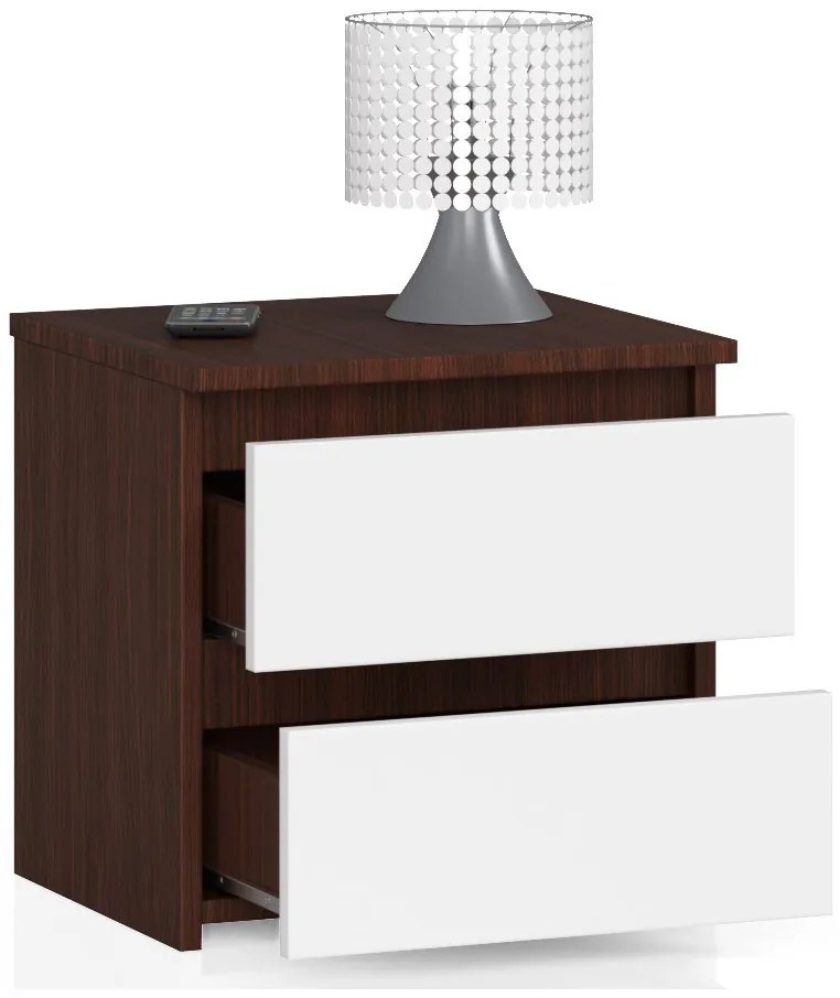 Nočný stolík Cleania CL2 (wenge + biela). Akcia -22%. Vlastná spoľahlivá doprava až k Vám domov. 1068855