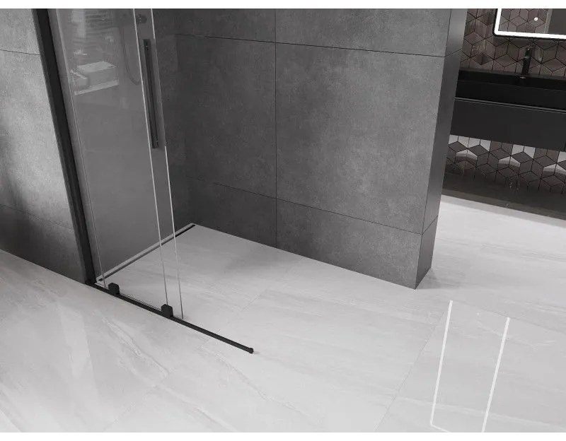 Mexen Velar, posuvné dvere do otvoru typ Walk-In 80 cm, 8mm číre sklo, čierna matná, 871-080-000-03-70