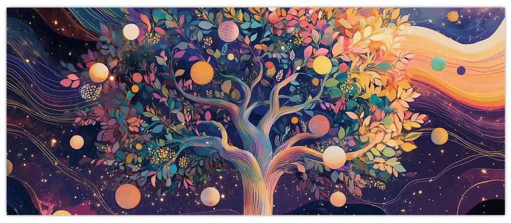 Obraz – Fialový strom plný energie (120x50 cm)