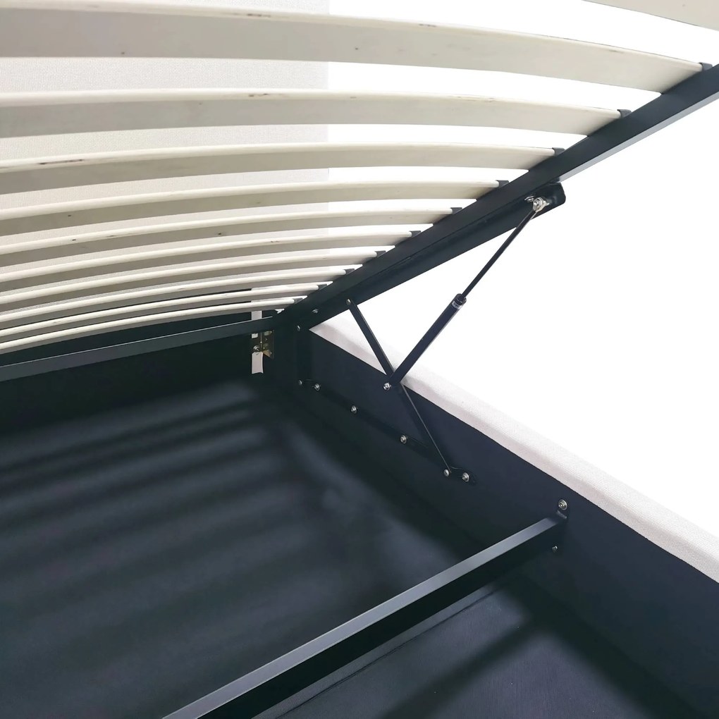 Dvoulůžková čalouněná postel Yunar 180x200 s roštem a úložným prostorem béžová