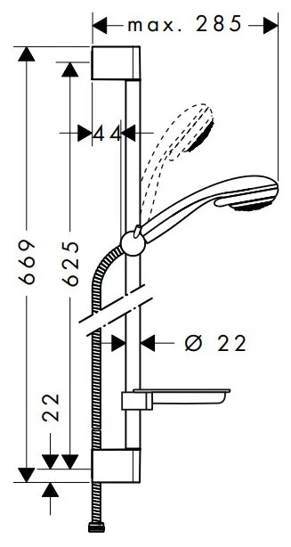 Hansgrohe Crometta 85 - Sprchová sada Vario so sprchovou tyčou 65 cm a miskou na mydlo, chróm 27764000