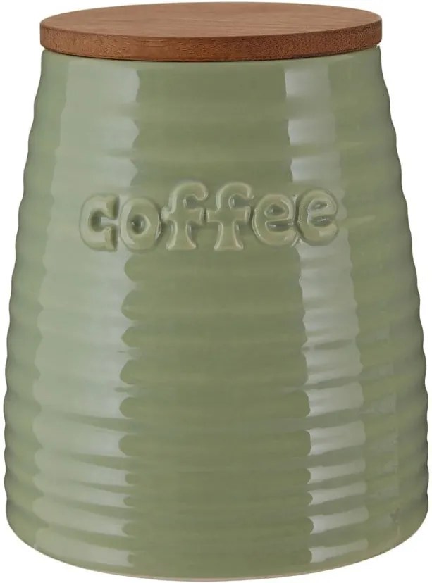 Zelená dóza na kávu s bambusovým vrchnákom Premier Housewares Winnie, 950 ml