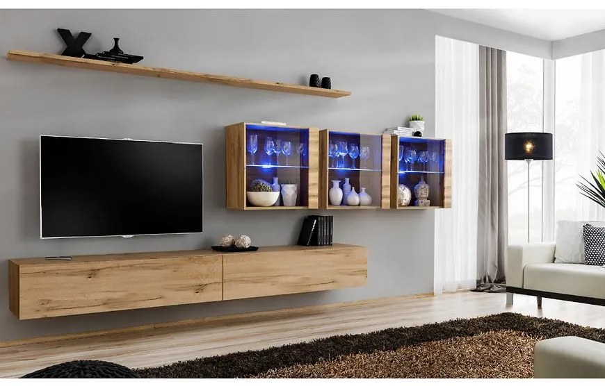 Obývacia stena Switch XVII Sklo +LED  Wotan