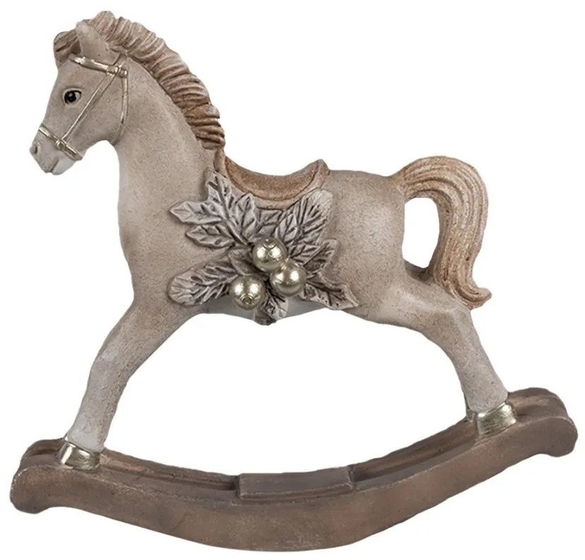 Dekorácia béžový hojdací koník - 17*5*16 cm