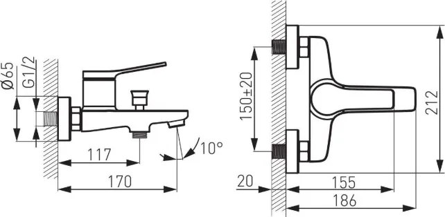 F-Design Seppia, vaňová batéria nástenná, chrómová, FD1-SPA-1-11