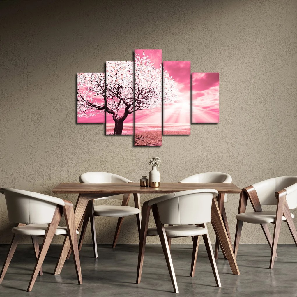 Ružový obraz stromu (150x105 cm)