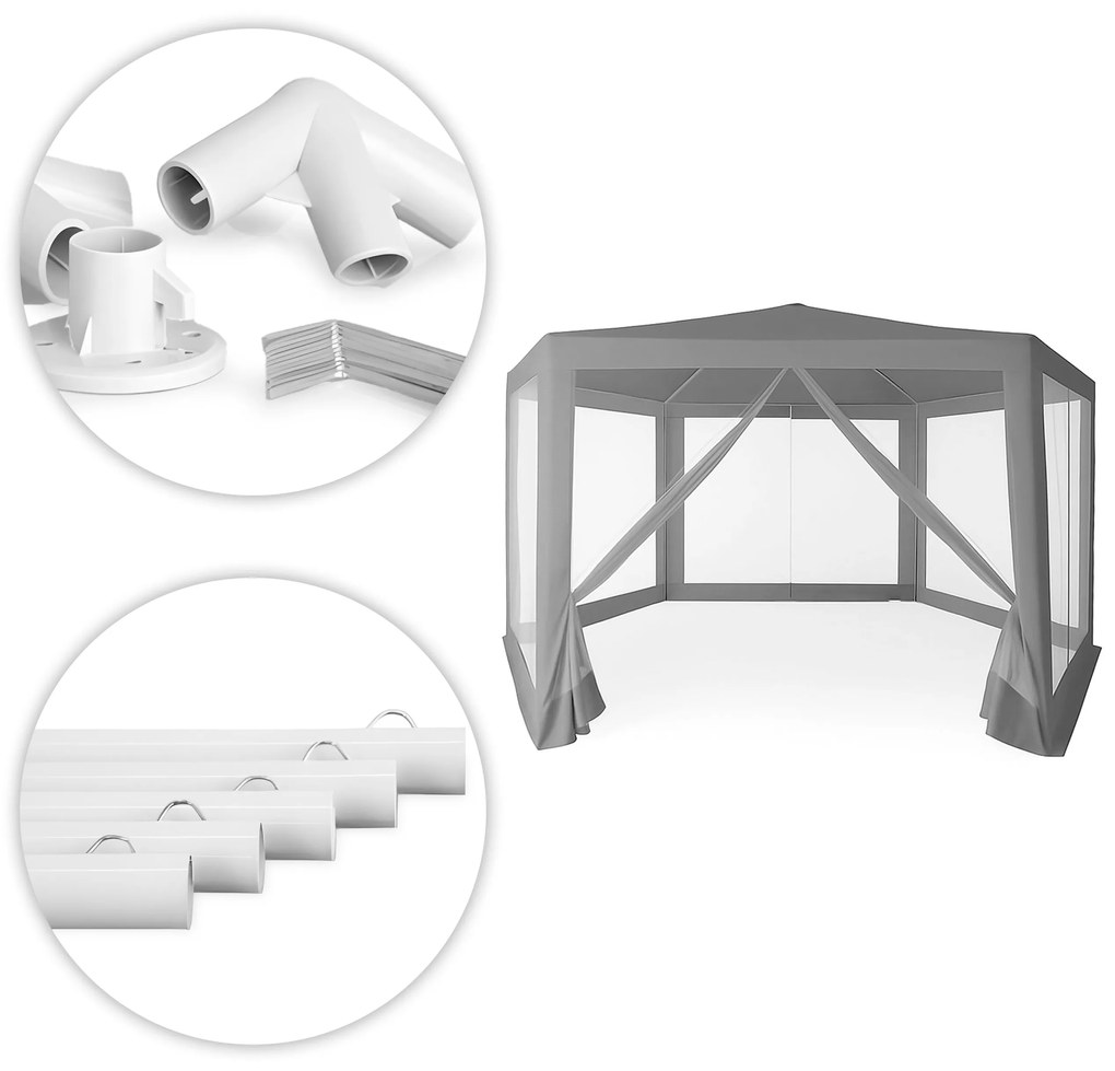 Záhradný pavilónový altánok, 2x2x2 m s moskytiérou, sivý, MultiGarden