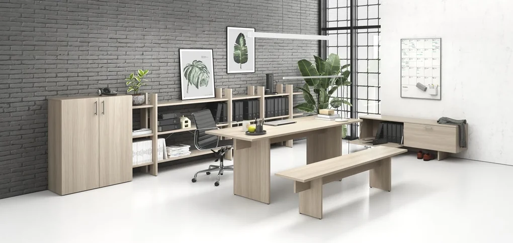 Kancelárska skriňa nízka SOLID, 800 x 400 x 1080 mm, dub prírodný