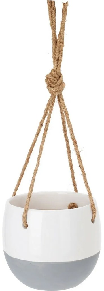 Závesný porcelánový obal na kvetináč Parla biela, 13 x 11 cm