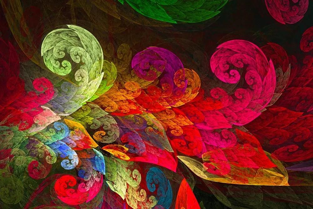 Samolepiaca tapeta abstraktné pastelové listy - 225x150