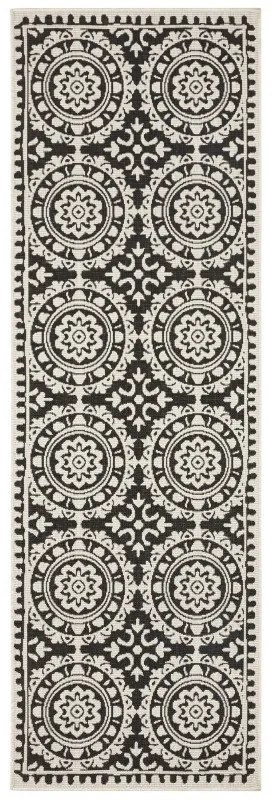 Hanse Home, Koberec behúň Twin Supreme 104129 Black / Cream – na von aj na doma, 80x350, čiernobiela, chodba / predsieň