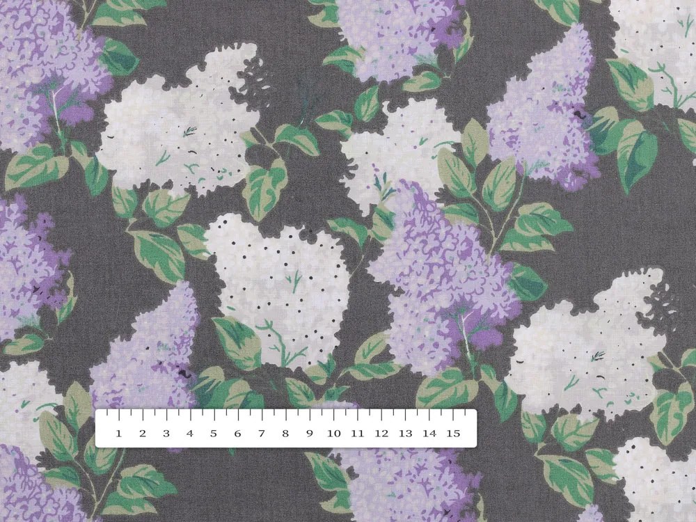 Biante Bavlnené posteľné obliečky Sandra SA-384 Kvety orgovánu na sivom Dvojlôžko francúzske 200x200 a 2ks 70x90 cm