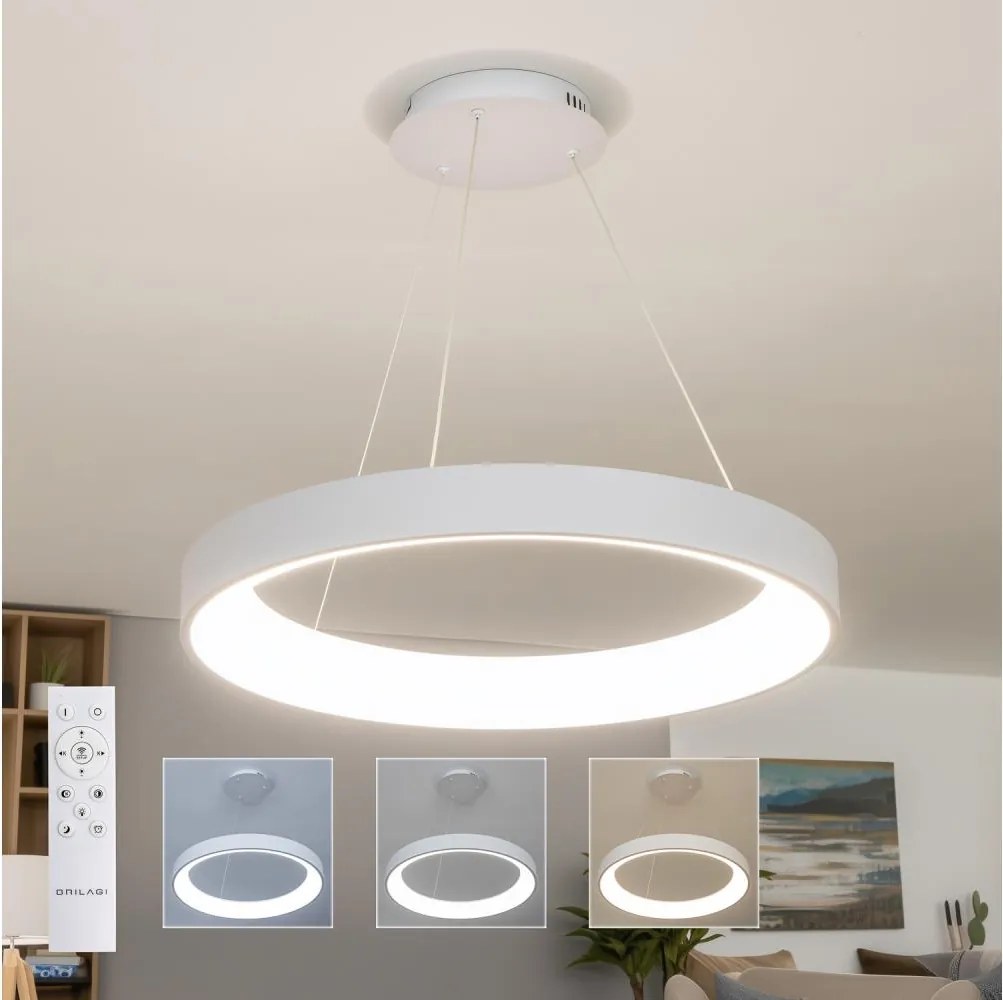 Brilagi - LED stmievateľný luster na lanku FALCON II LED/99W/230V priemer 60 cm biela + diaľkové ovládanie