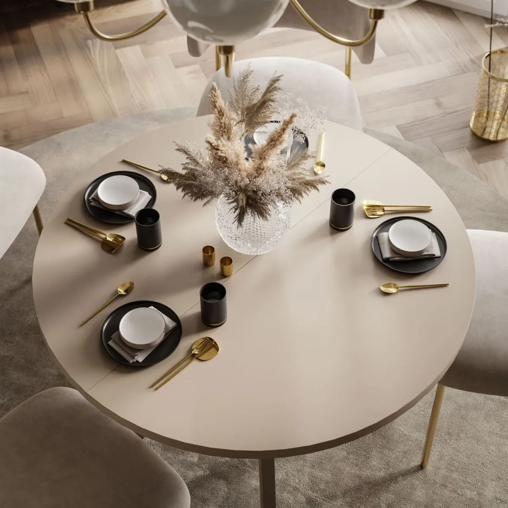 OKRÚHLY ROZKLADACÍ JEDÁLENSKÝ STÔL EWALD KAŠMÍR MATNÝ 100/140 cm