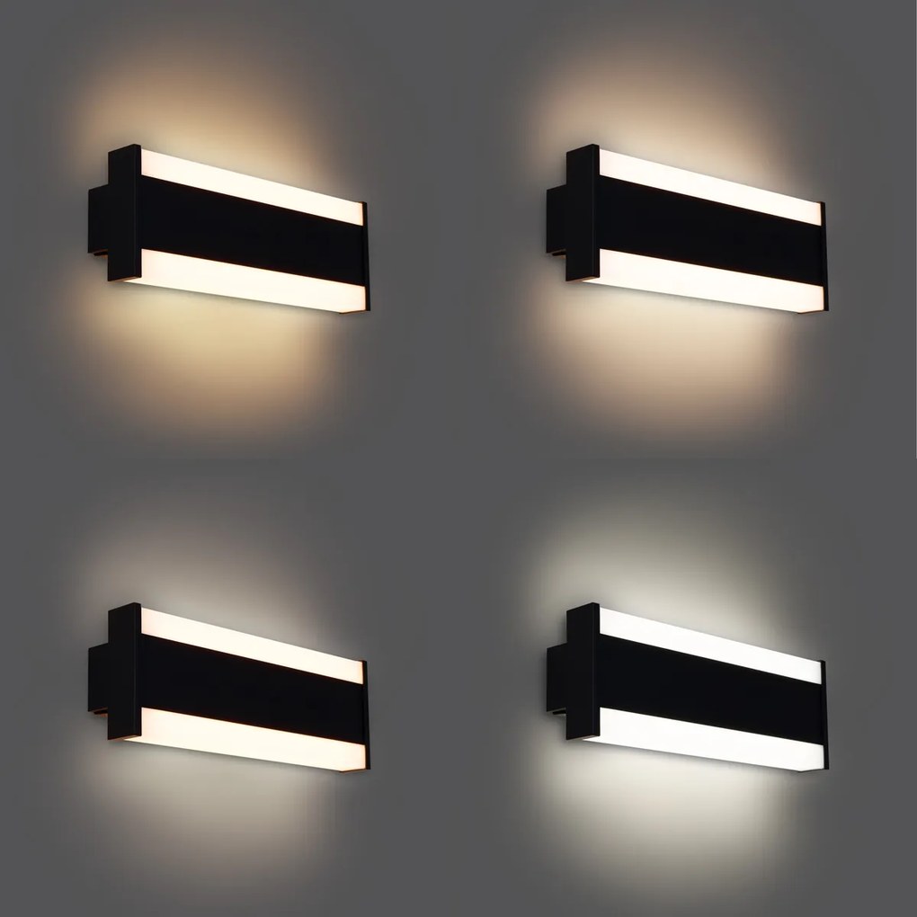 Moderná nástenná lampa čierna 30cm Vrátane LED CCT IP54 - Vanya