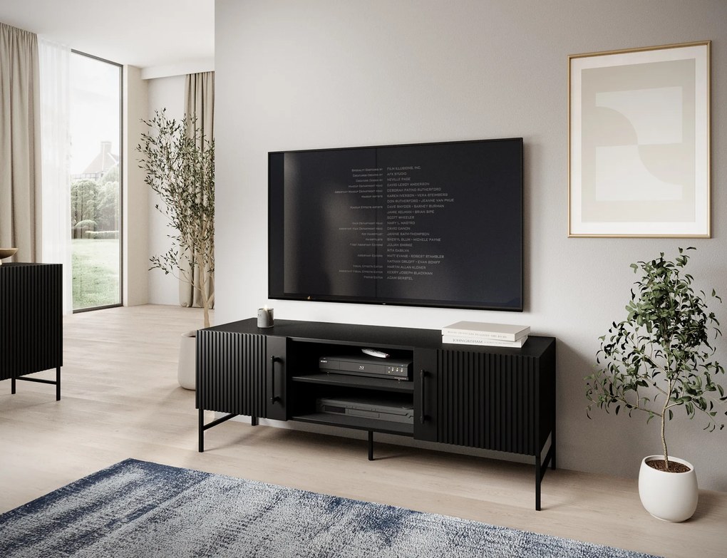 RTV stolík RAFTT 152x55 cm, čierny