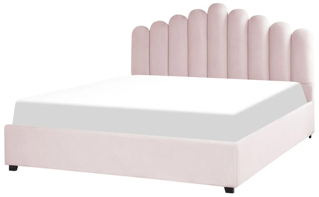 Zamatová posteľ s úložným priestorom 180 x 200 cm ružová VINCENNES Beliani