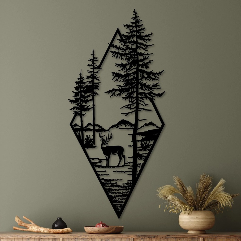 Nástenná kovová dekorácia Jeleň I. čierna