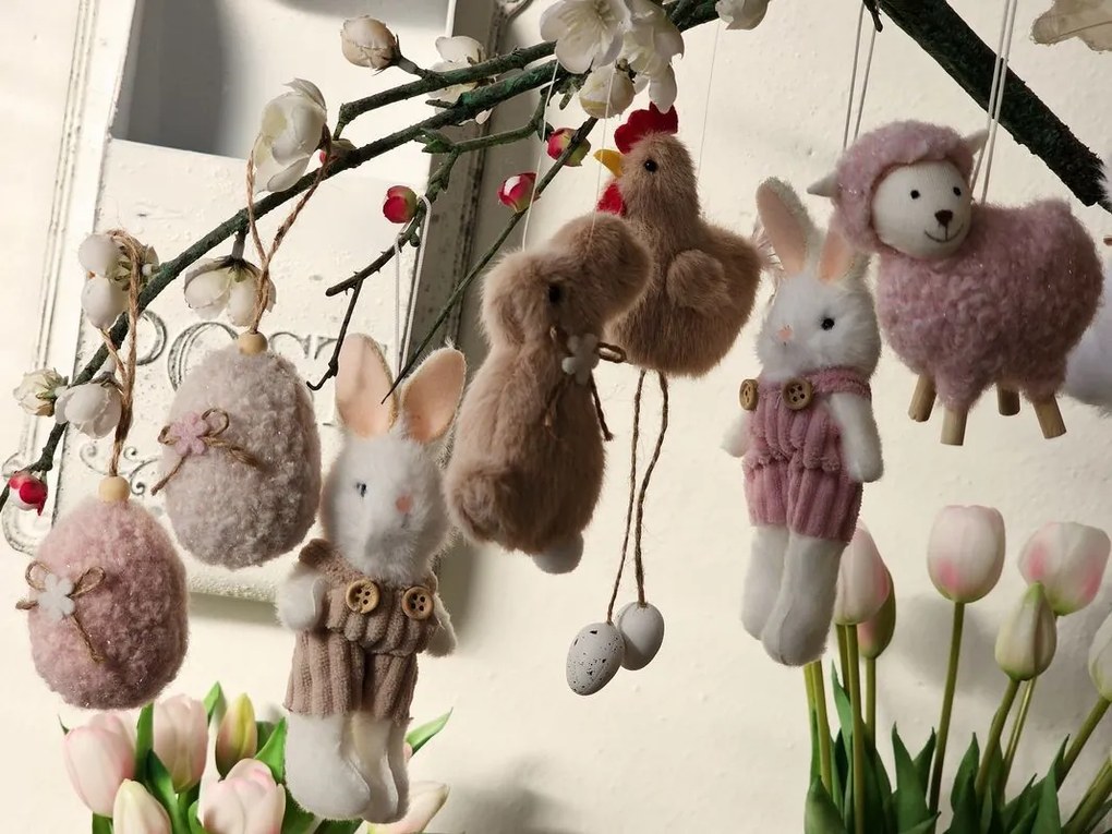 Ružové závesné veľkonočné plstené vajíčko Magiccal - Ø 5*7 cm