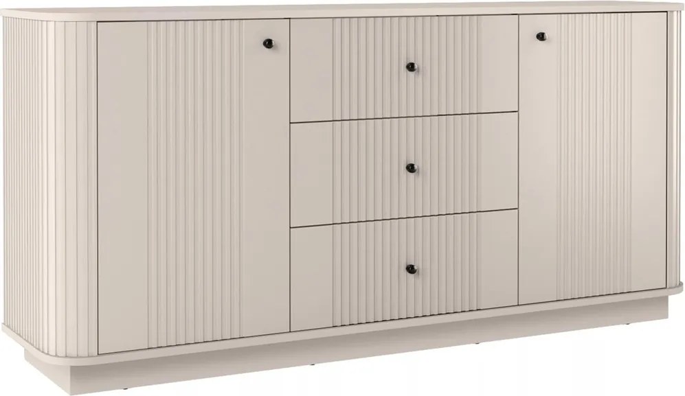 Komoda so zásuvkami Vesper 160 cm - kašmír / čierne úchytky