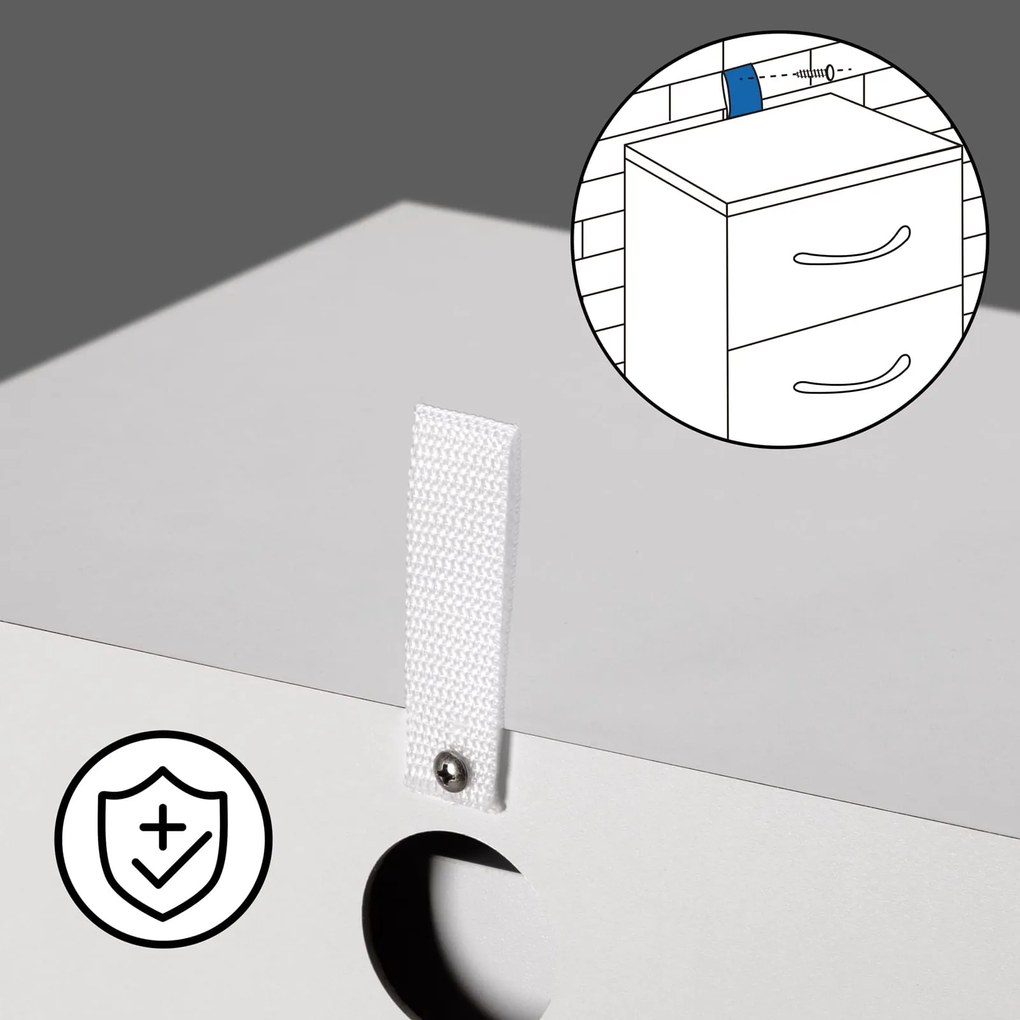 Nočný stolík ELOISE s podsvietením, 54x39x28cm, biela Casaria