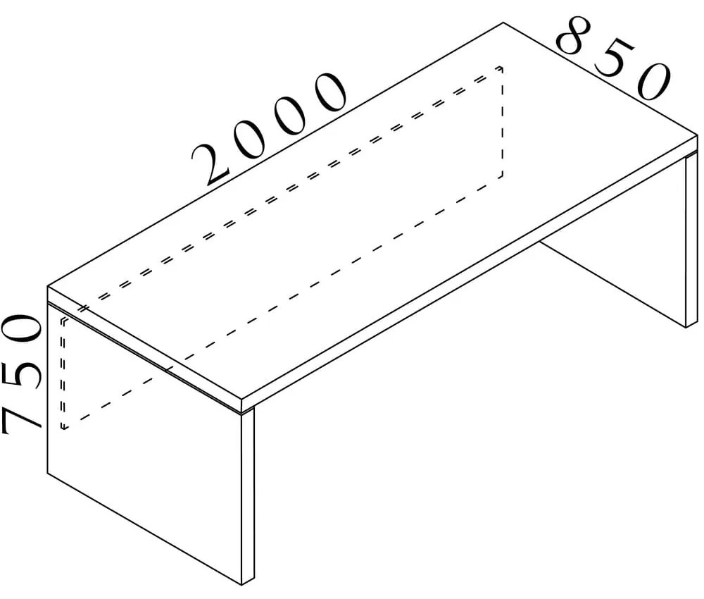 Stôl Lineart 200 x 85 cm, brest tmavý