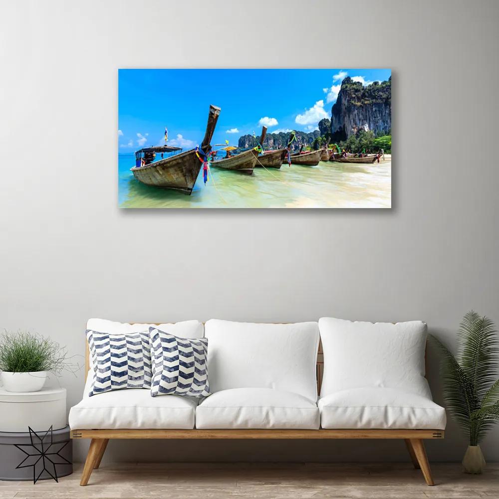 Obraz na plátne Loďka more pláž krajina 120x60 cm