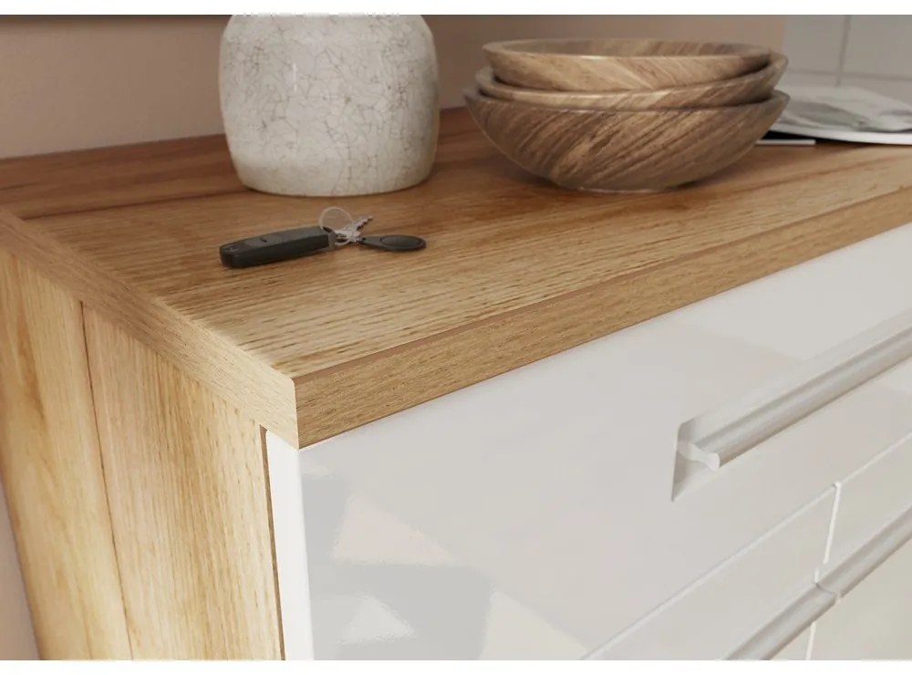 Biela prírodná skrinka na topánky v dekore duba Aledo - Germania