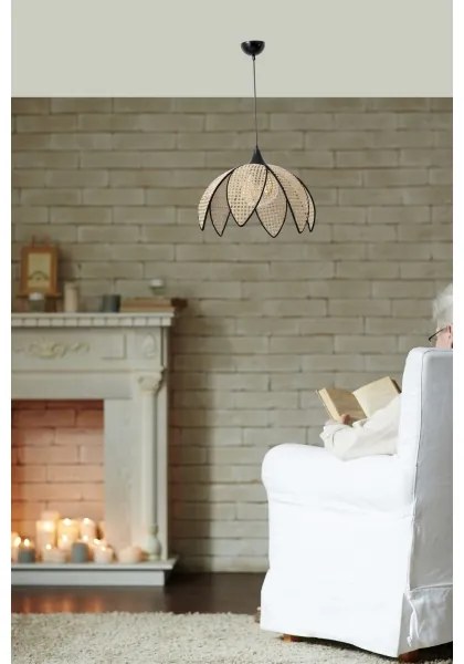 Luster na lanku FUME 1xE27/40W/230V pr. 40 cm čierna/béžová