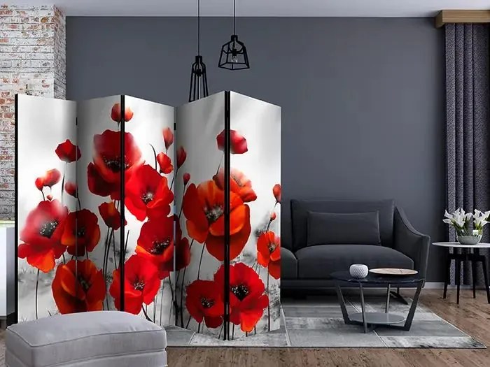 Paraván - Poppies in the Moonlight II [Room Dividers] Veľkosť: 225x172, Verzia: Obojstranný