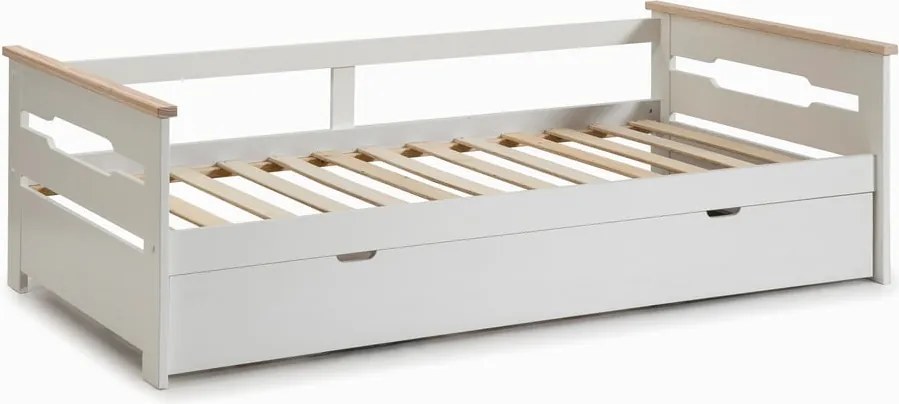 Biela detská posteľ z borovicového dreva s výsuvným lôžkom 90x190 cm Elisa - Marckeric