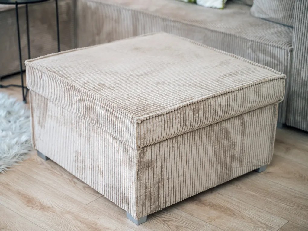 AKCIA Tmavomodrý taburet SMART COSARO s úložným priestorom 65x65 cm II. akosť