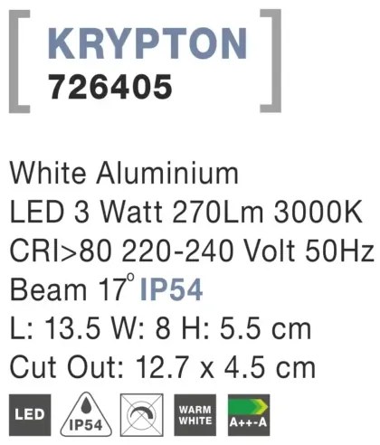 Vonkajšie LED svietidlo Krypton 13.5 biele