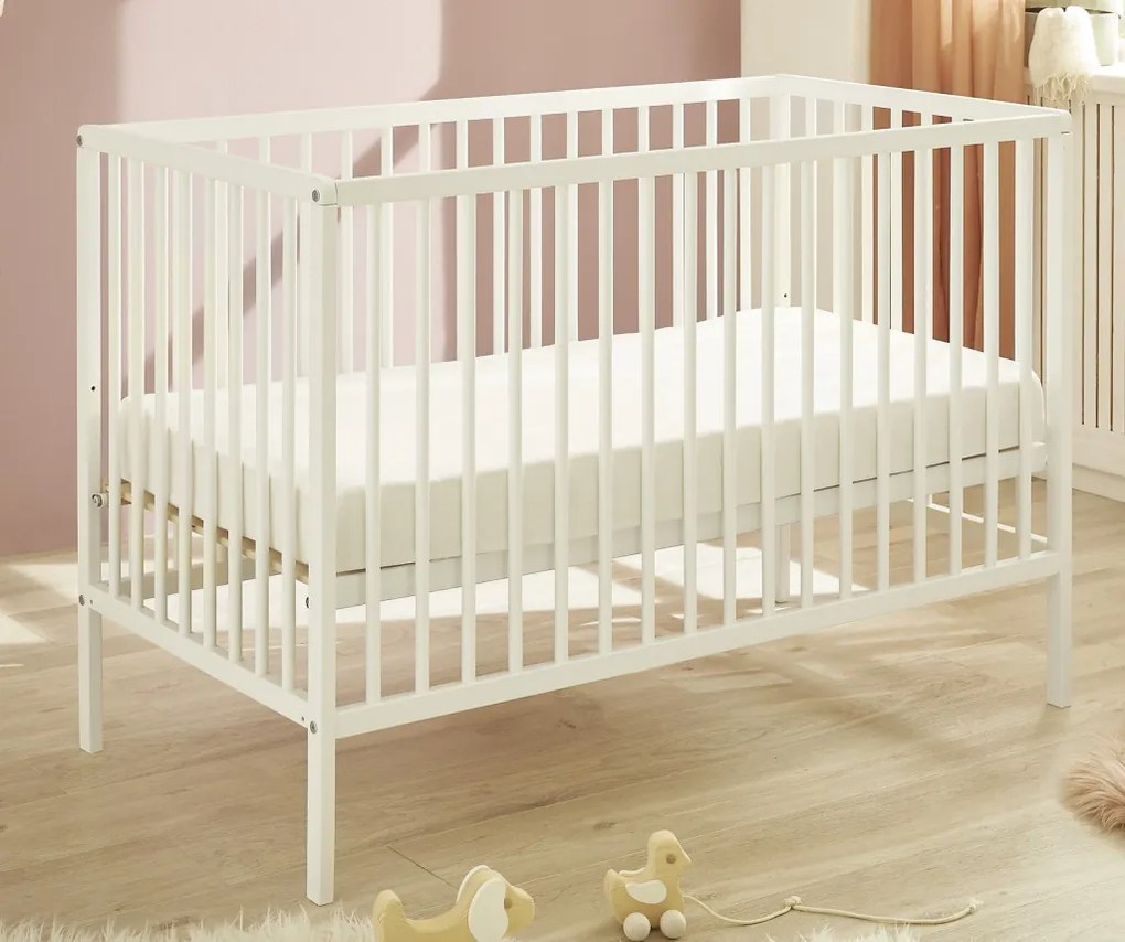 Detská baby postieľka Celia 60x120 cm, biela