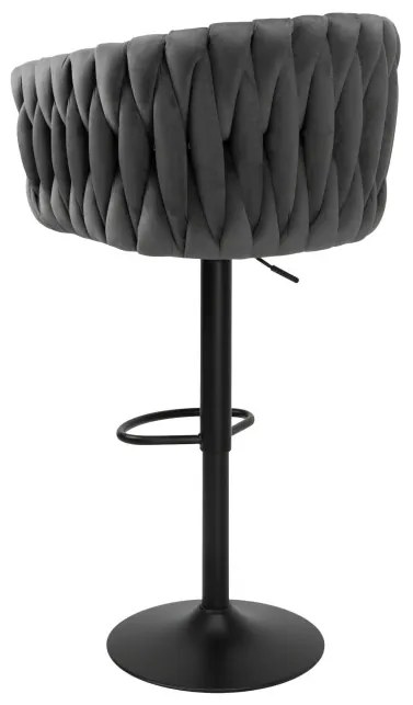 Barová stolička COFTON zamatová, grafitová / čierna
