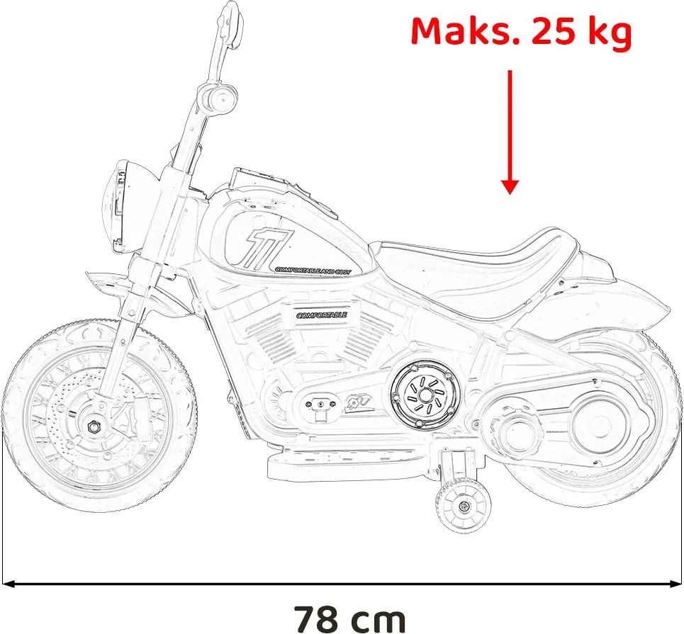 Ramiz Elektrická motorka Chopper FASTER na batérie pre deti modrá + FM rádio + audio panel + LED