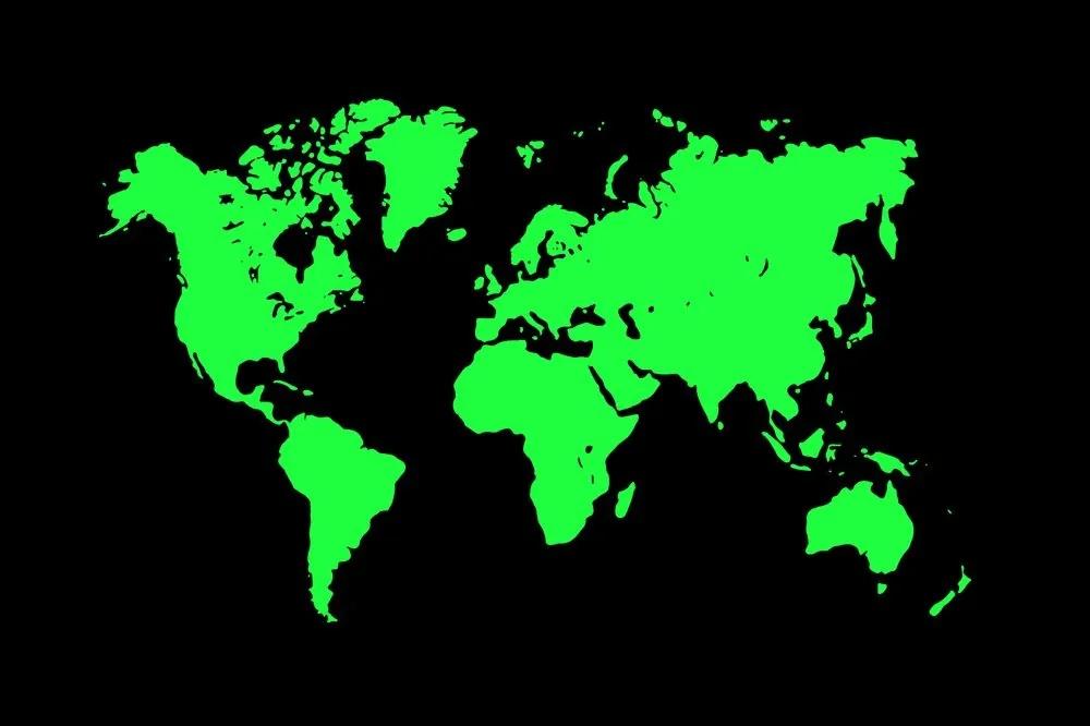 Samolepiaca tapeta zelená mapa na čiernom pozadí - 150x100