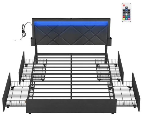 Manželská postel s LED osvetlením RMB827G02
