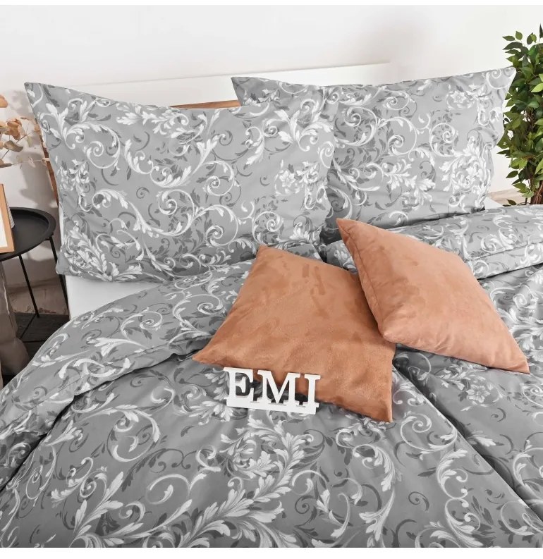 Obliečky bavlnené Royal sivé EMI, Predĺžený set jednolôžko obsahuje 1x 140x220 + 1x 70x90