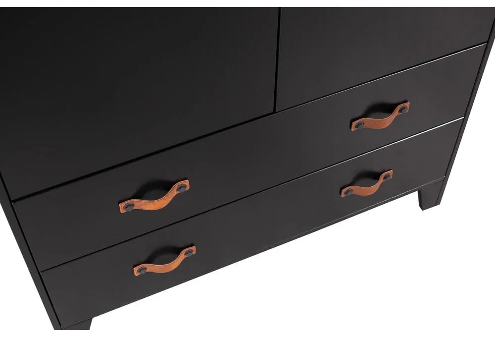 Čierna šatníková skriňa z borovicového dreva WOOOD Dian