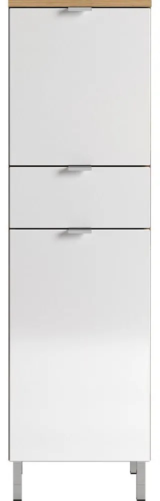 Biela skrinka s dubovým dekorom Germania Mauresaa, výška 120 cm