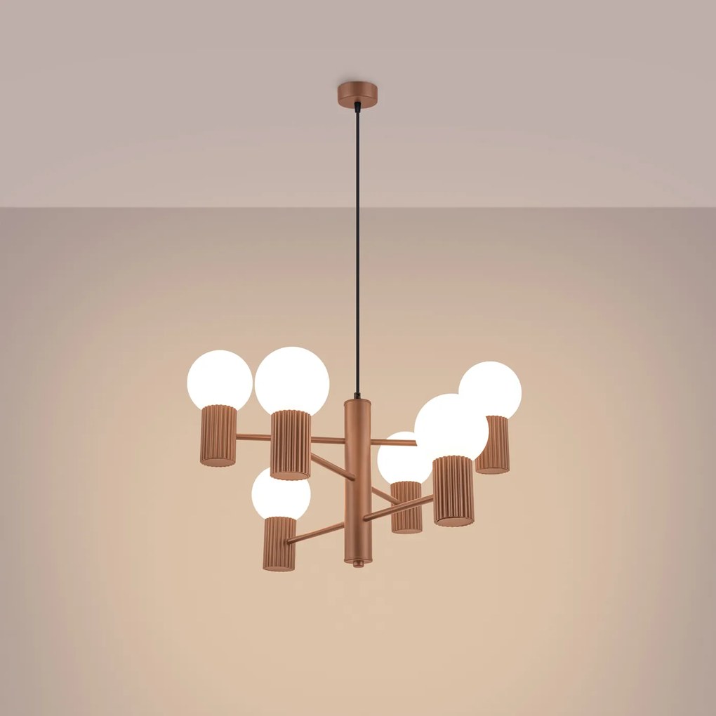 Luster Halo, 6x biele sklenené tienidlo, br