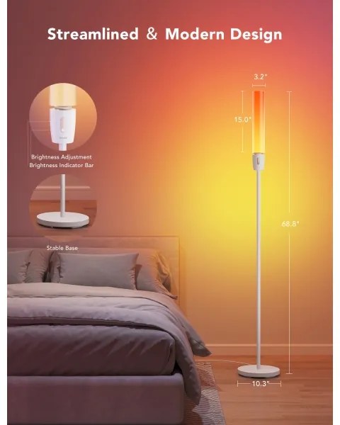 Govee - LED Stmievateľná stojacia lampa CYLINDER SMART RGBICWW 2200-6500K