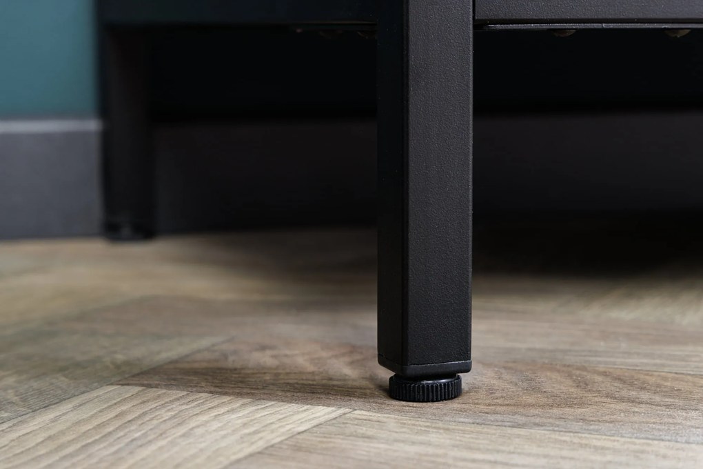 Vitrína Dura Steel 150cm čierne rebrované sklo