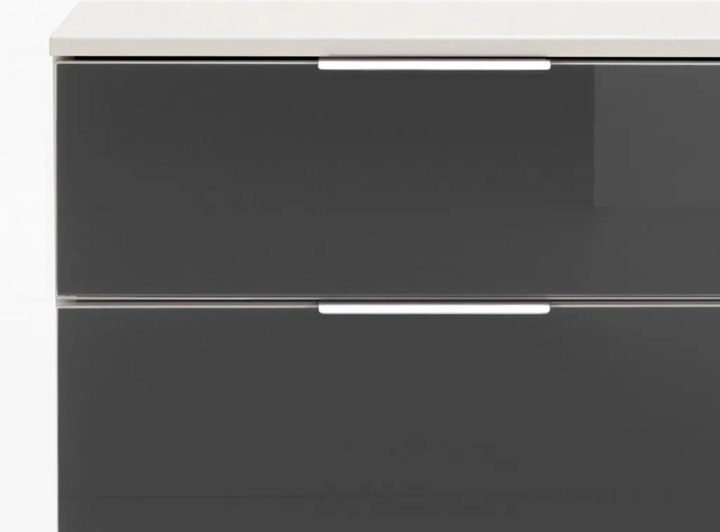 Nočný stolík Easy Plus, biely / sivé sklo