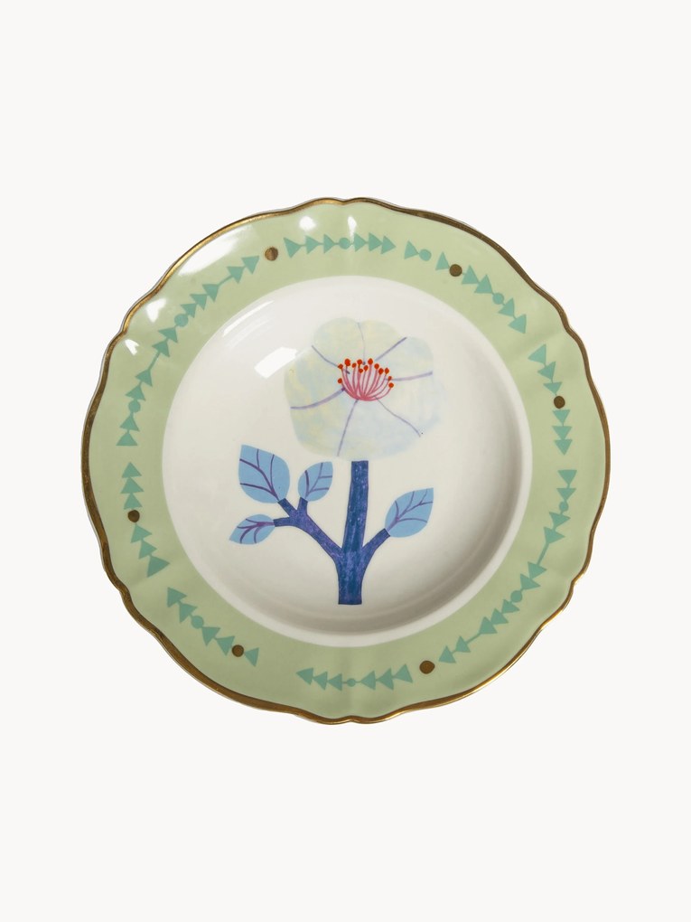 Ručne vyrobený porcelánový tanier na cestoviny Botanica