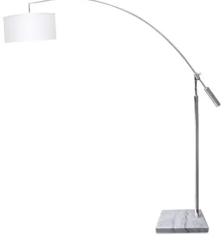Retro stojaca lampa Bianca chróm/biele