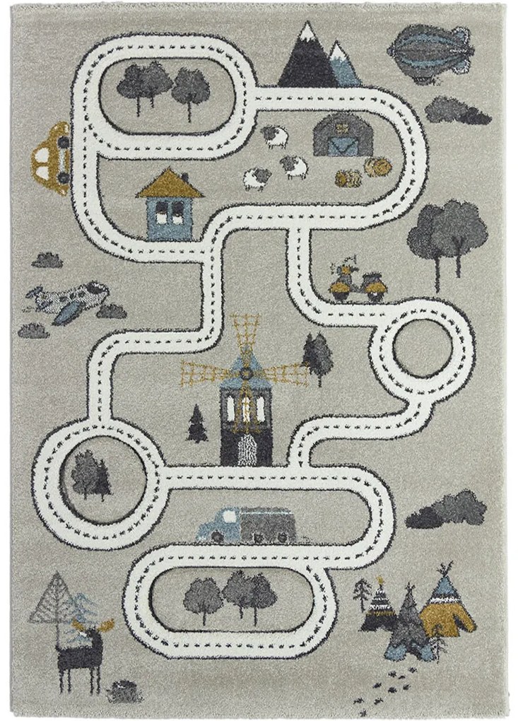 Koberce Breno Kusový koberec VEGAS KIDS 01/EKE, sivá, viacfarebná,120 x 170 cm